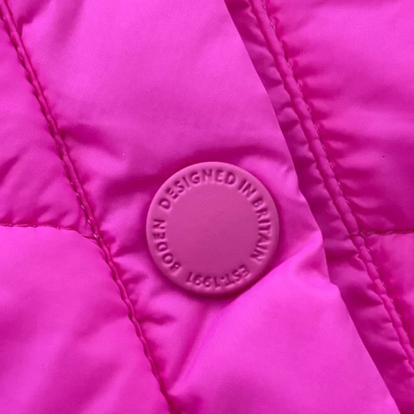 Boden Reversible Orange and Pink Puffer Vest size 4 removable hood New! - Picture 6 of 10
